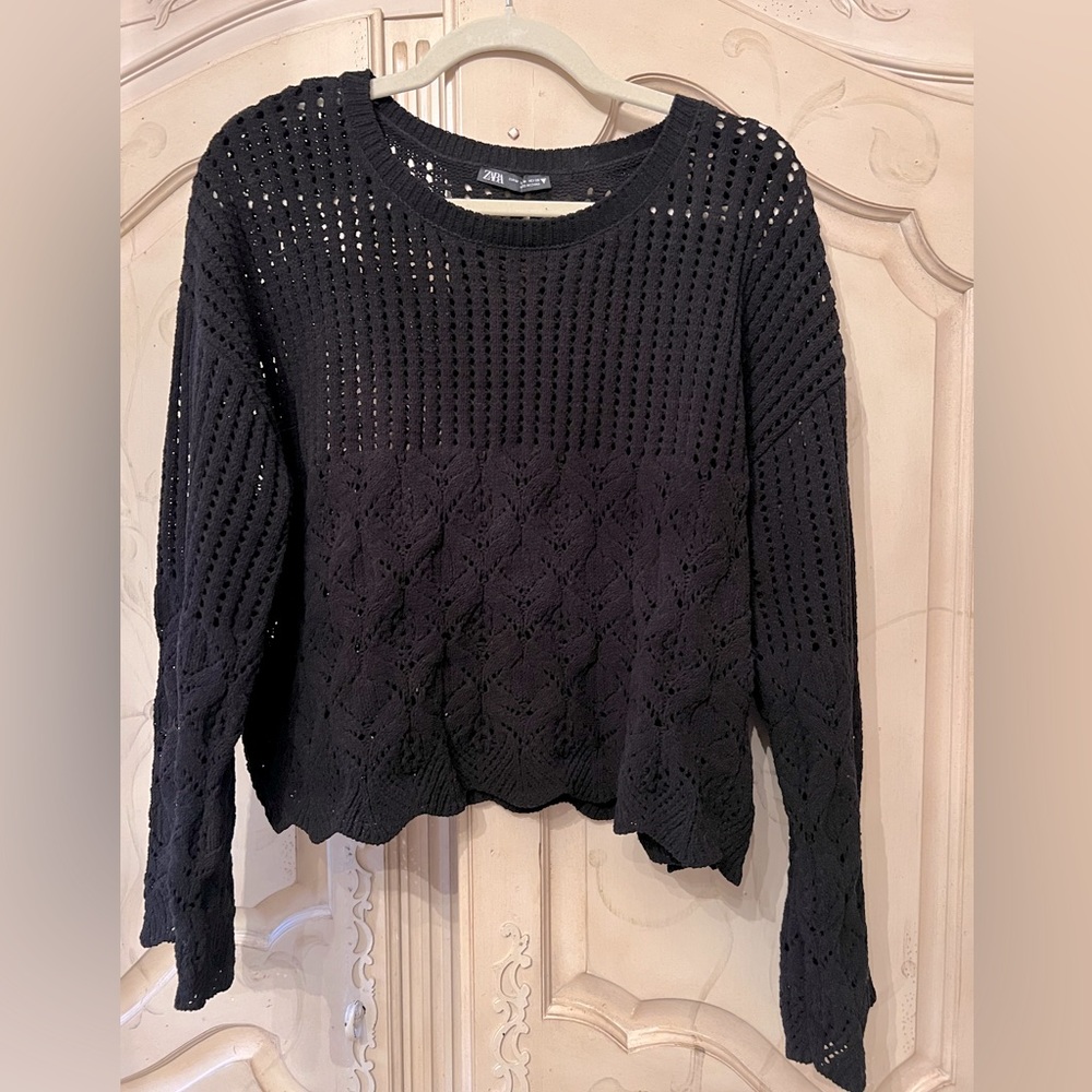 Black Zara crochet sweater